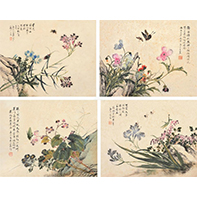 王荃 花鸟四屏